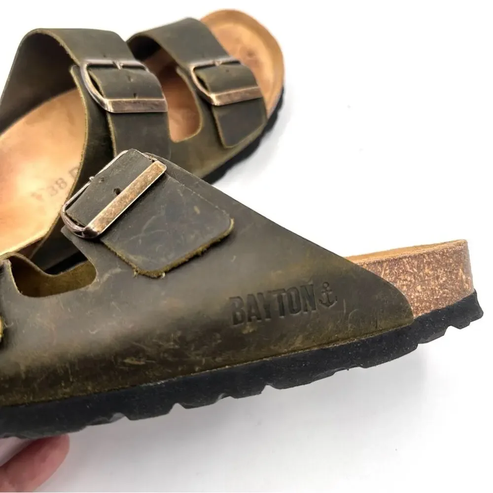 BAYTON Women's Atlas Sandals musk green leather - SIZE 7 wmn